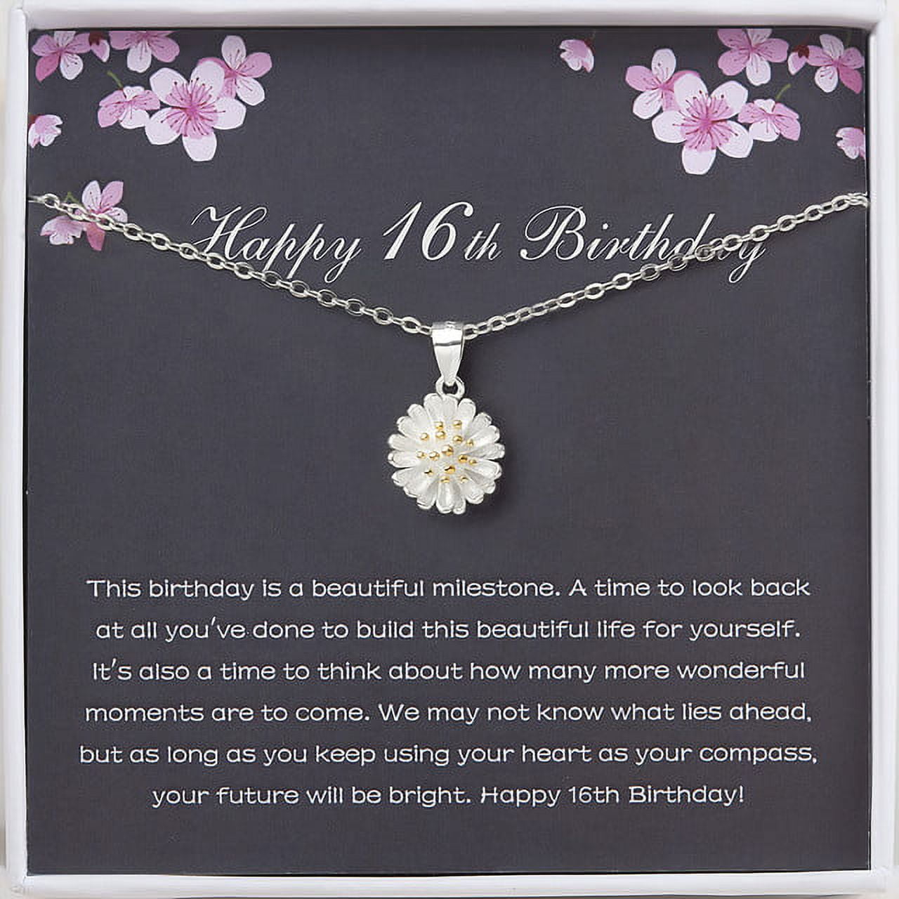 Sweet 16 Gifts - 16th birthday girl gift - Sweet 16 Necklace for Best Friend Gift - Sterling Silver Daisy Necklace Gift for Daughter