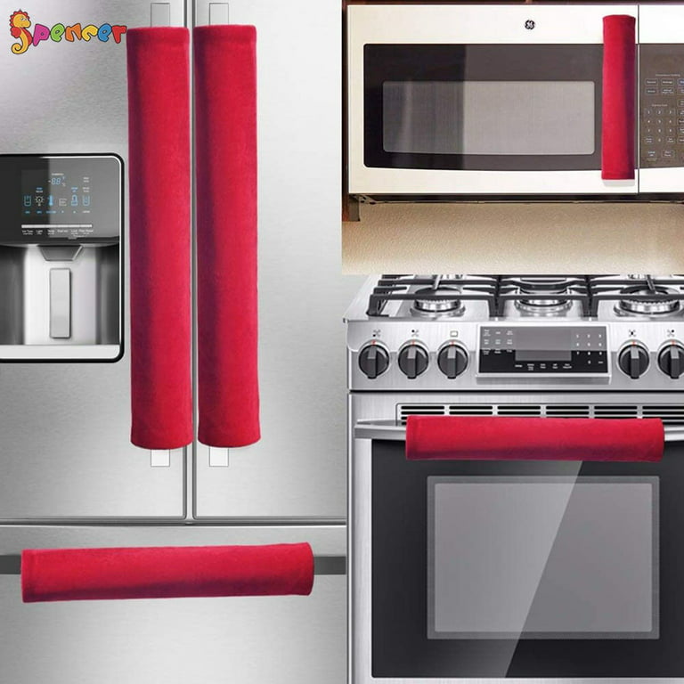 A Pair Refrigerator Handle Cover Kitchen Appliance Refrigerator Cover - Red
