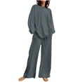 thumbnail image 1 of CHOK Cotton Linen Sets for Women 2 Piece Long Sleeve Lounge Set Lightweight Pants Spring Summer Outfits, 1 of 7