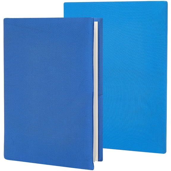 2Pcs Blue Stretchy Book Cover 9 x 14in Elastic Notebook Wrap Sleeve Up to 9 x 11in Stretchable Washable Reusable Rectangle