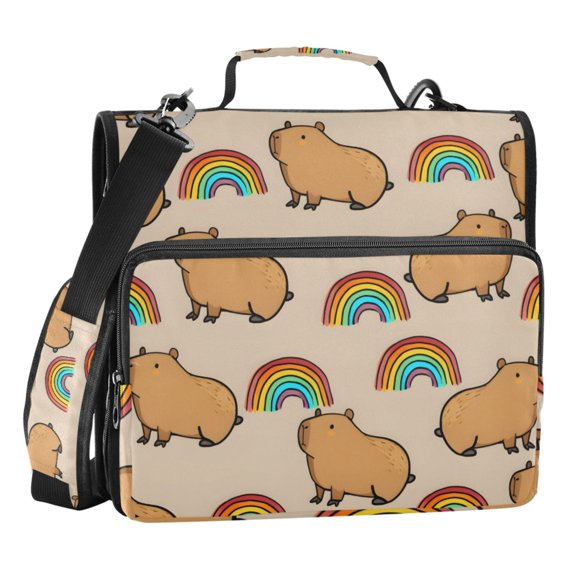ALAZA Zipper Binder Capybara Rainbows 3 Ring Trapper Keeper File Folder Organizer Bag