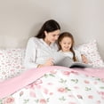 thumbnail image 4 of spefrowx Watercolor Pink Rose Bow Print Twin Comforter Sets for Women, Floral Romantic Bedding Set, Pink Reversible, 2 Pieces, 1 Comforter and 1 Pillowcase, 4 of 6