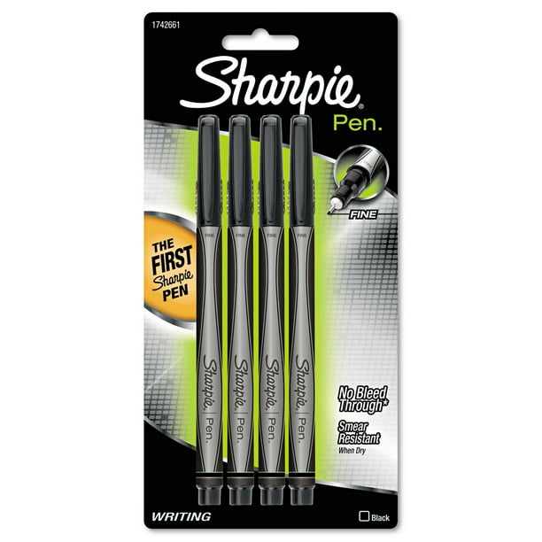 Sharpie Plastic Point Stick Water Resistant Pen, Black Ink, Fine, 4