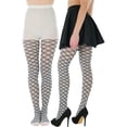 thumbnail image 2 of ToBeInStyle Women's Double Line Opaque Argyle Pantyhose - Black/White, 2 of 7
