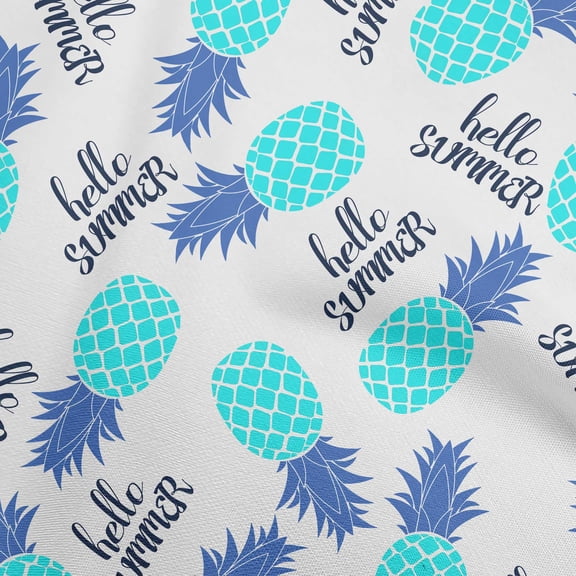 oneOone Viscose Chiffon Aqua Blue Fabric Tropical Pineapple Sewing Fabric By The Yard Printed Diy Clothing Sewing Supplies 42 Inch Wide