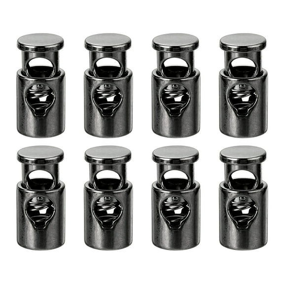Uxcell 8Pack Metal Cord Locks, 4.2mm Single Hole Toggle Spring Stop Cord Locks End Fastener Slider, Metallic Black