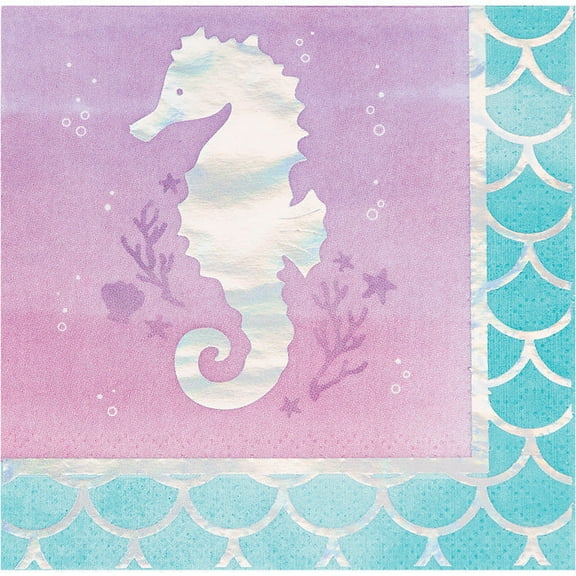 192 Count Bulk Pack Iridescent Mermaid Party Beverage Napkins