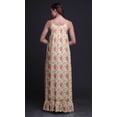 thumbnail image 4 of Bimba Chemise de Nuit Imprimée Feuilles Florales & Pivoines pour Femmes Robe Maxi à Bretelles Spaghetti Petite, 4 of 5