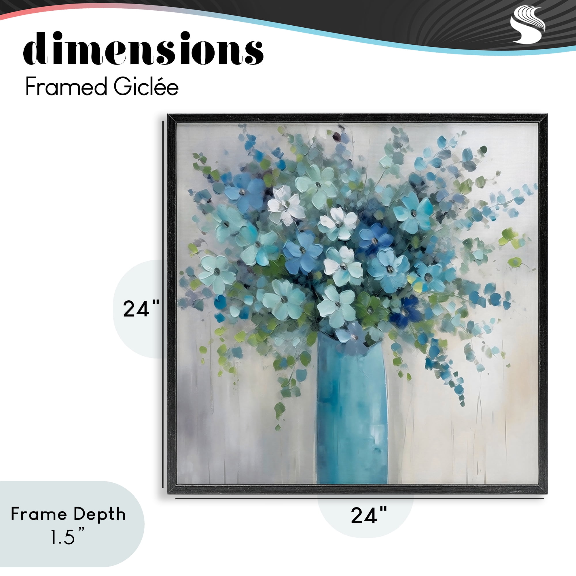 Stupell Industries Indigo Bouquet in Blue Vase Black Framed Giclee Art, design by Creative Studio