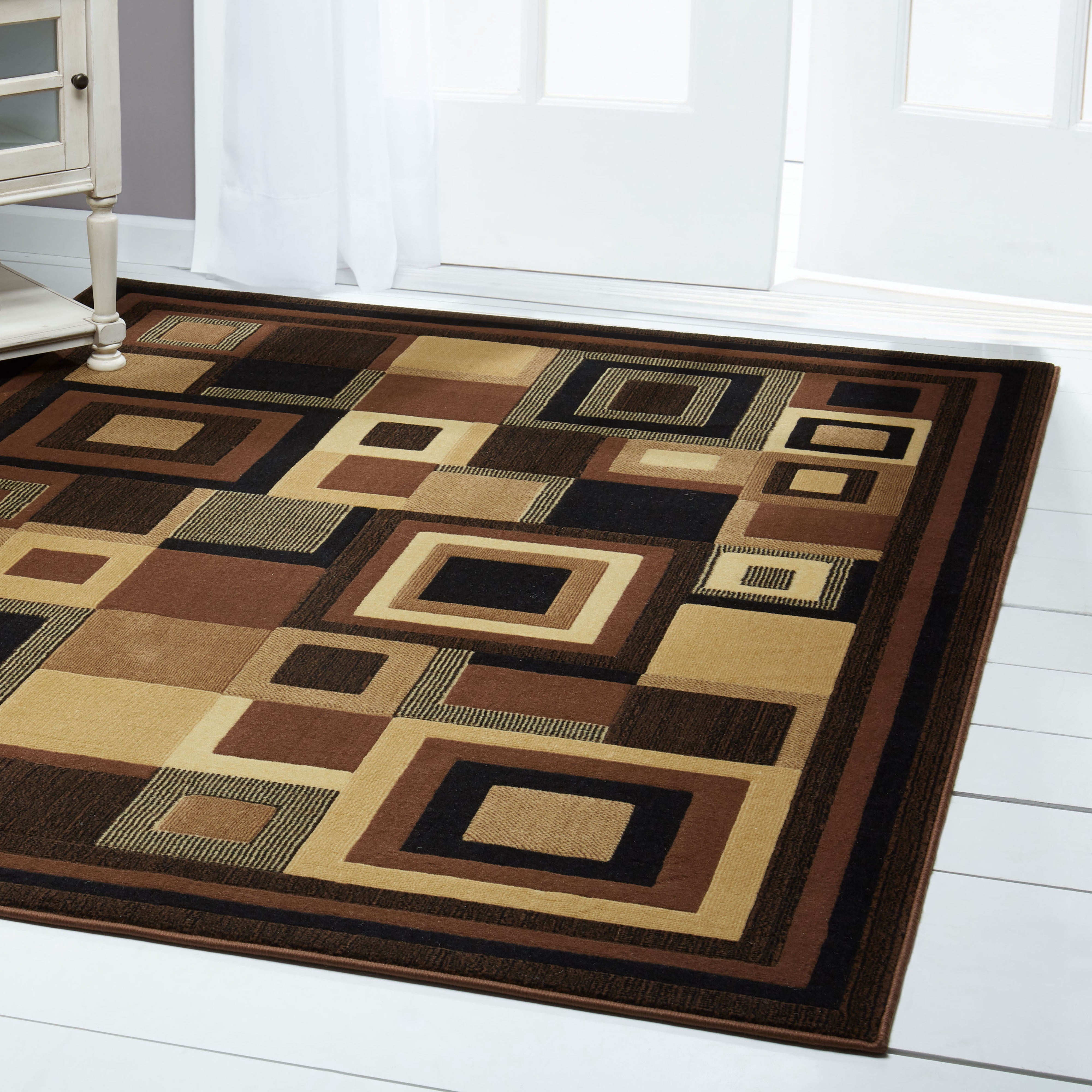 Home Dynamix Catalina Virginia Contemporary Layered Square Area Rug, Black/Brown, 19.6"x31.5"