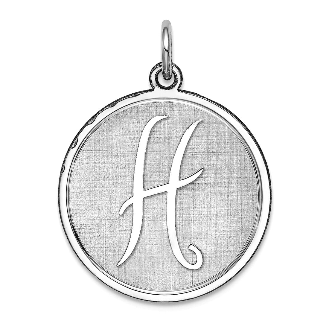 925 Sterling Silver Solid Polished back Brocaded Letter Name Personalized Monogram Initial H Charm 27x20mm Wide Pendant