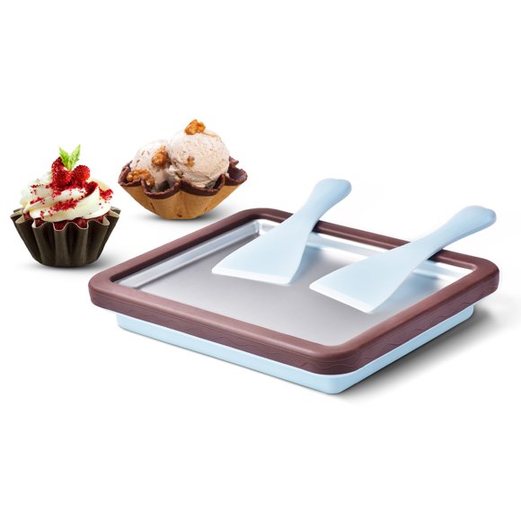 ROEDEER Máquina para hacer helados enrollados, placa para hacer rollos de helado con 2 espátulas, máquinas de helado enrolladas instantáneas para helado DIY, incluye libro de recetas, regalos divertid