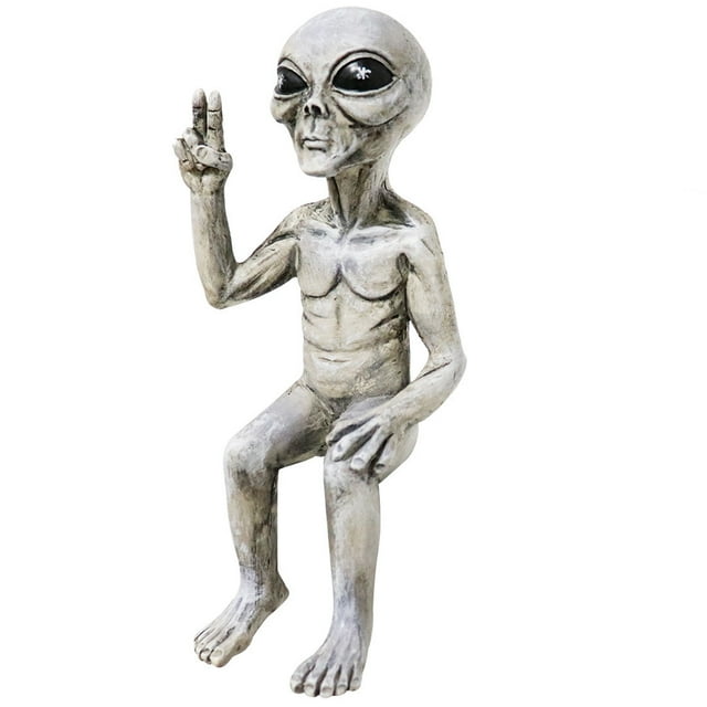 Escultura de resina con forma de ovni alienígena de 15,5 cm para decoración de jardín