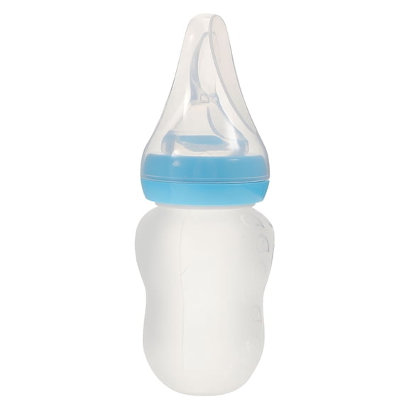 XIRQI 180ml Silicone Infant Cereal Food Feeder,Baby Feeding Bottle Rice Paste Bottle Blue