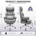 thumbnail image 2 of Office Desk Chair, Big and Tall Leather Gaming Chair with Footrest, Wide Ergonomic  Executive High-Back Reclining Computer Chairs, Swivel Rolling Wheels and Padded Lumbar Support, Gray, 2 of 7