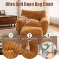 thumbnail image 3 of Eyisean 43" Corduroy Oversized Bean Bag Chair with Ottoman & Side Pocket, Comfy Reading Nook Lounge Chair with Armrests & Back Handle, Lazy Beanbag Floor Sofa for Adults, Bedroom, Living Room, 3 of 10