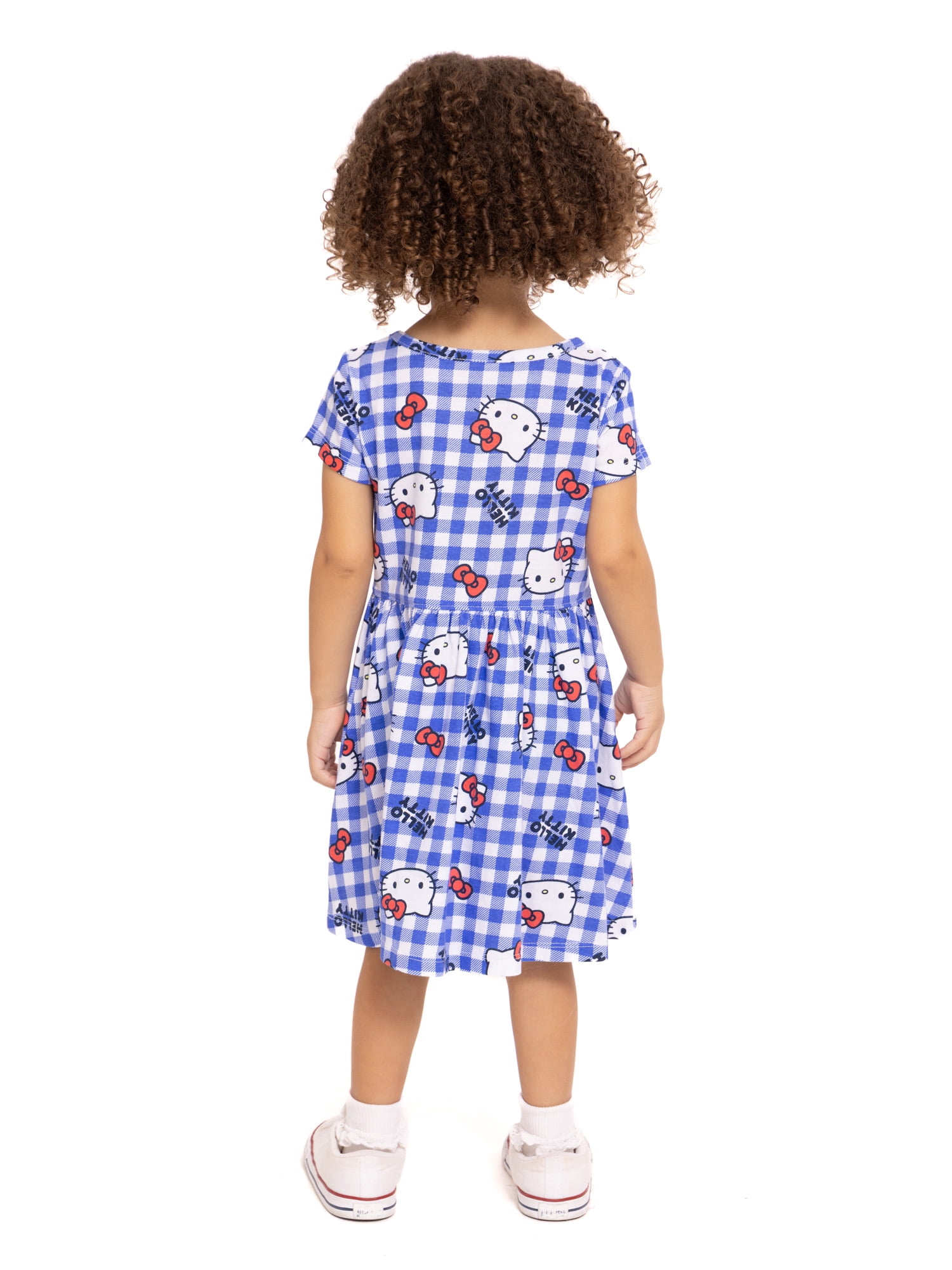 Hello Kitty Toddler Girl Allover Print Dress with Short Sleeves, Sizes 12M-5T
