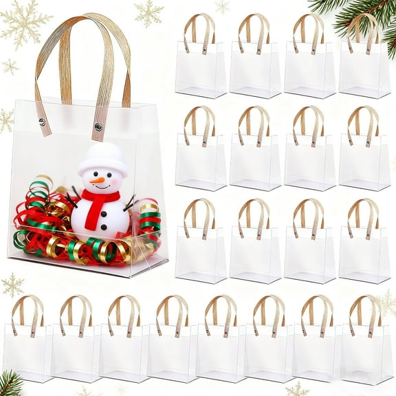 Birthday Present Bag, Small Present Bag, Dog Party Favors, Christmas Gift Bags, 5.9x5.1 inches, Reusable, Semi-Transparent 20PCS