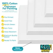 Keff Canvas Boards for Painting, 24 Pack, Assorted Sizes, 100% Cotton Primed for Acrylic and Oil Paint
