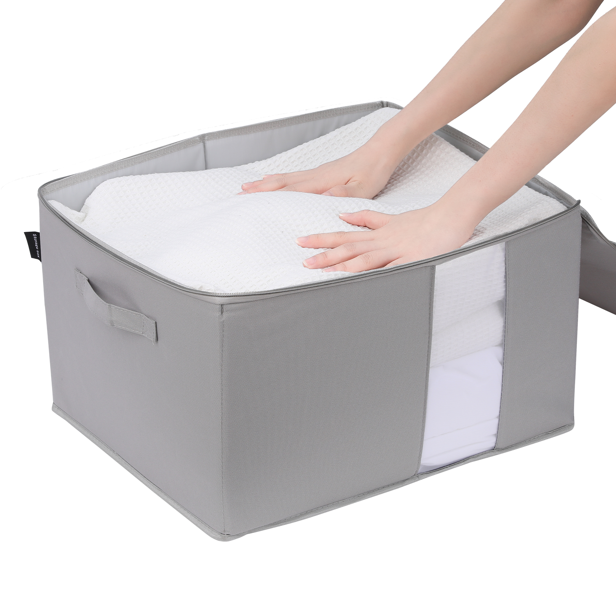 Unique Bargains Clothes Foldable Storage Bags for Closet Organizers Gray 17.5x14x10in