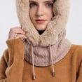 thumbnail image 3 of GRNSHTS Women Winter Hood Faux Fur Hat with Knitted Ski Mask Scarf Neck Warmer Fleece Lined Balaclava for Snow Outdoor Sports (Beige), 3 of 8