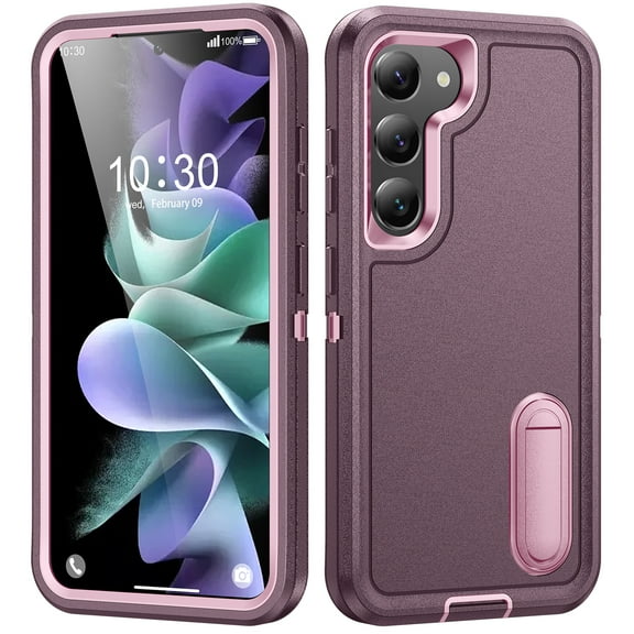 For Samsung Galaxy S23 Military Grade Dual Layer Shockproof Phone Case Build With Kickstand Dustproof Drop Proof Protective Cover for Galaxy S23 5G(Purple/Pink)
