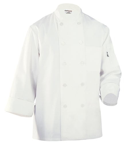 Chef Works Inc Unisex 65 35 Poly Cotton Basic Chef Coat White, Large | 1 Each by Chef Works Inc