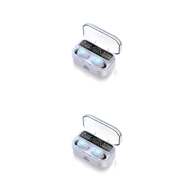 Tholdsy Auriculares compatibles con Bluetooth Pantalla digital LED Auriculares internos con micrófono Auriculares manos libres de viaje Blanco Blanco 2Conjunto