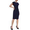 thumbnail image 4 of Women's Formal Work Pencil Dress Petal Sleeve 2025 Spring Trendy Knee Length Sheath Dresses S Navy Blue, 4 of 5