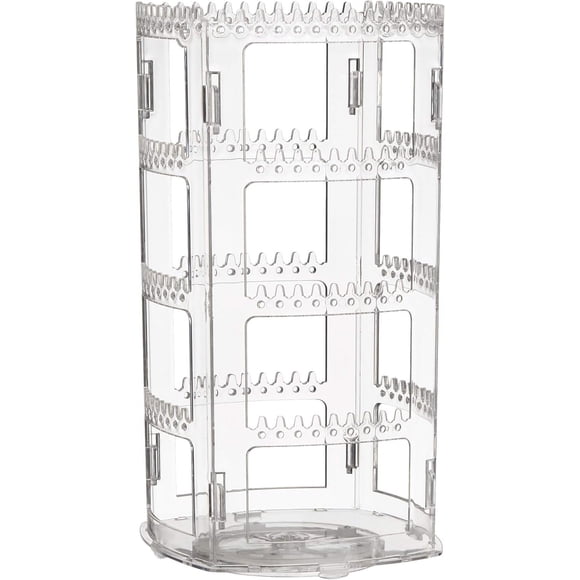 Gleaming Jewel Rotunda, Polished Acrylic Earring Stand, Rotatable Organizer, High-Capacity Storage, Ideal Gift for Her