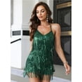 thumbnail image 5 of V-neck Halter With Drawstring Nightclub Party Culottes With Fringe Romper Women, 5 of 7