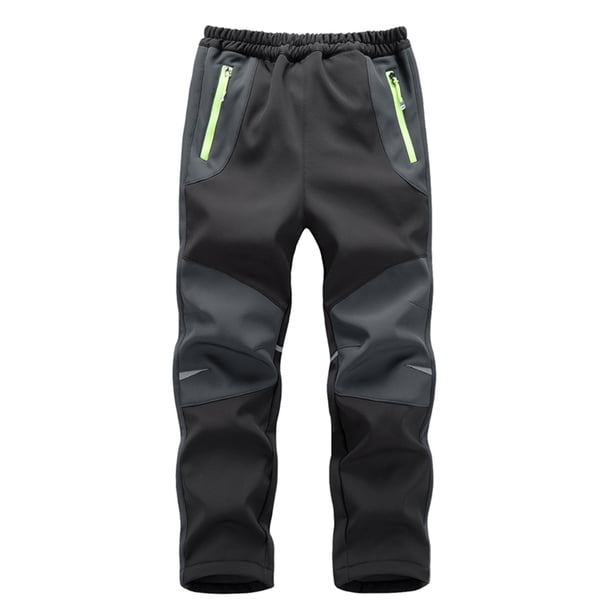 Pantalones Para Niños Moda Felpa Color Sólido Mantener Caliente A Prueba De Viento A Prueba De Agua Senderismo Al Aire Libre Pantalones De Esquí Gris Odeerbi LM103-11726