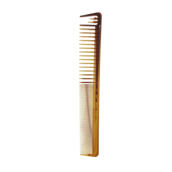 Unique Bargains 1 Pc Women Portable Two-Color Flat Comb For Curly Hair Amber Plastic