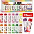 thumbnail image 1 of AZEN Paquete de 12 bálsamo labial natural bálsamo labial a granel producto para el cuidado de los labios bálsamo labial hidratante para labios secos y agrietados - 12 sabores, 1 of 2