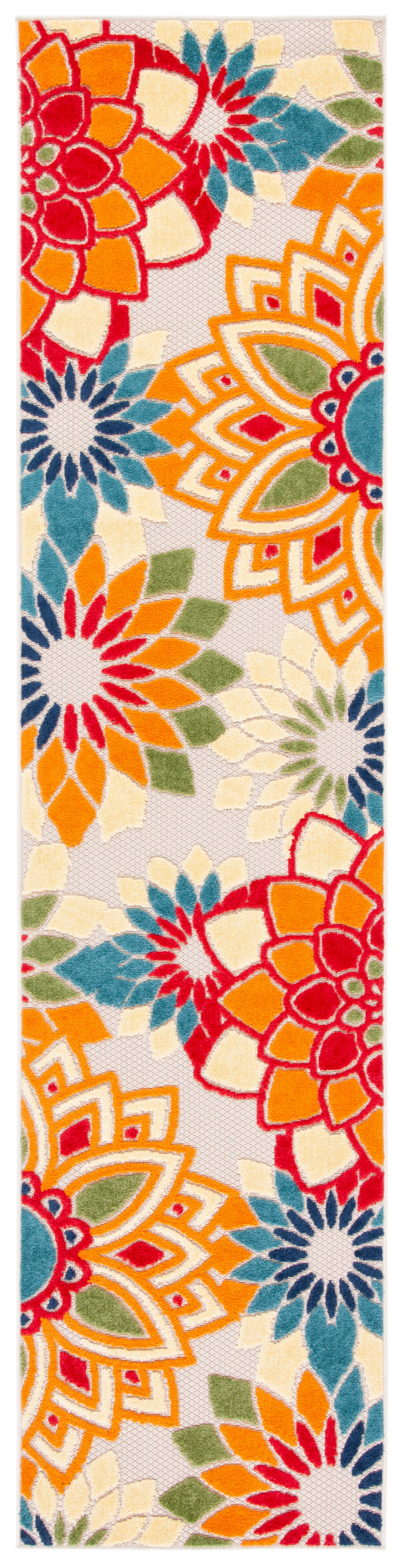 Safavieh Cabana Molly Floral Indoor/Outdoor Runner Rug, Ivory/Orange, 2'2" x 19'