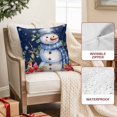 thumbnail image 2 of Outdoor Pillow Covers Waterproof Pillow Cases Protector Xmas Cute Snowman Poinsettia Pillowcase Pack of 2 Winter Berry Snowflake Navy Blue Throw Cushion Case for Pation Furniture,Couch,Sofa, 18x18 in, 2 of 9
