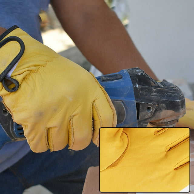 Gants de Travail en Cuir Gants de Protection Résistants à l'Usure pour Jardin Travail Quotidien