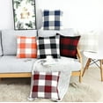 thumbnail image 4 of 2Pack Plaids de Bison Automne Décoratif Porche Extérieur Coussin Couvre L'action de Grâce Ferme Rétro Check Checkers Rustique Coussin Automne Décorations de la Maison pour Canapé Chambre Canapé 18x18'' (Bleu et Blanc), 4 of 5