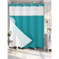 thumbnail image 4 of Teal No Hook Shower Curtain Waterproof, Bathroom Curtains with Snap in Liners and See Through Top Window, Turquoise Pure Teal Hotel Style Bathtub Curtains Shower 72"Wx78"L, 4 of 8