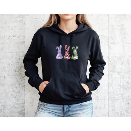 FusionX77 Easter Bunnies Plural Rabbits Spring Holiday Celebration Cute Animal Group Graphic Hoodie, for Unisex, up to size 5XL.