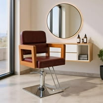 Topcobe Hydraulic Barber Chair Salon Chair for Hair Stylist with 360 Degrees Swivel, Salon Equipment, Red