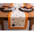 thumbnail image 4 of Halloween Tabletop Collection Bold Black Stars/Spooky Spider with Orange Border on Off-White Natural Background, Machine Washable, 14x72 Table Runner, 4 of 6