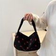 thumbnail image 4 of Bolso de mano de pana y fresa con cremallera bolso de hombro para mujer para playa (negro), 4 of 9
