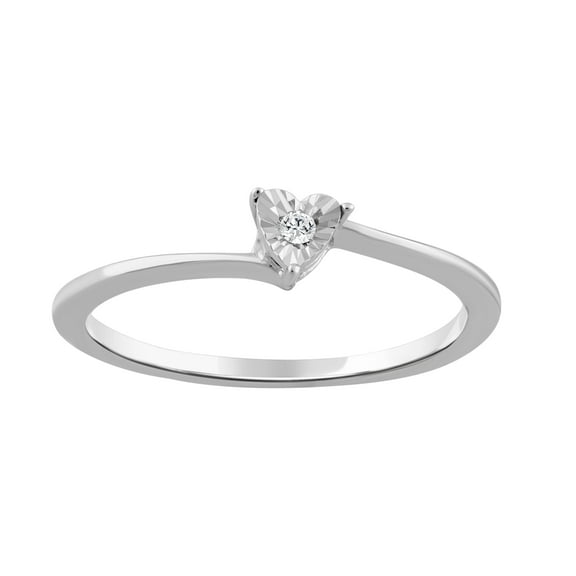 Sterling Silver-W 0.01ct Round Diamond Ladies Ring