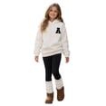 thumbnail image 3 of CUZIBR Kids Fall Outfits For Girls Sweatsuit Clothes Set Sherpa‑Lined Hoodie And Leggings 2 PC Sets Letter Embroidery Sweet Loungewear,Black,11 Years, 3 of 7