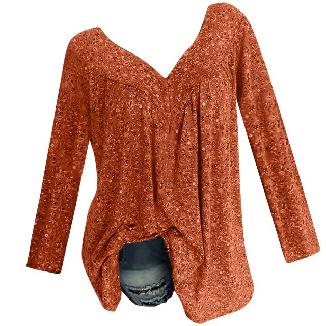 Vente de Liquidation Hauts Mignons pour Femmes Manches Longues Col Rond Hauts Décontractés Chandail Imprimé Lettres Mode Automne Blouse Légère Tendance Grande Taille C'est l'Automne Yall Haut (Vin, TG)
