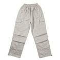 thumbnail image 3 of Gyexs Girls Flare Jeans Baggy Stretchy Wide Leg Streetwear Parachute Baggy Joggers Pants Heart Embroidered Denim Pants Teen Girl Clothes Z03 Beige 4-5 Years, 3 of 8