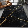 thumbnail image 3 of Washable Area Rug 3 X 5 ft, Lightweight Low-Pile Luxury Lines Marble Printed Area Rug, Kitchen Indoor Non Slip Carpet Floral Black Gold Print Mat Living Room Bedroom Dining Room, 3 of 7