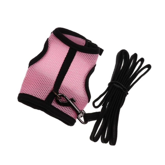 kurtrusly Hamster Rabbit Guinea Pig Rat Ferret Breathable Mesh Harness Leash Pink L