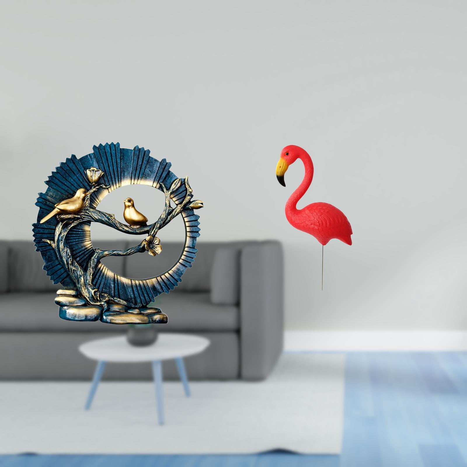 CoudarTitie Figurine Craft Knick Knack Resin Bird Statue Figurine Yard Art for House Decorations Bookshelf Living Room Indoor Desk Backyard Fairy Garden Accessories Flamingo Garden Stake
